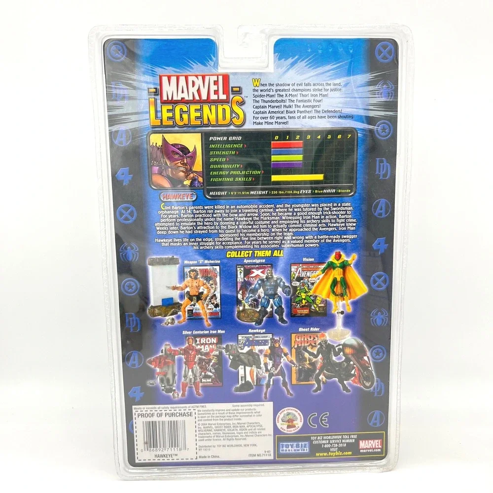 Toy Biz Marvel Legends Series VII Hawkeye Action Figure Avengers Sealed 2004